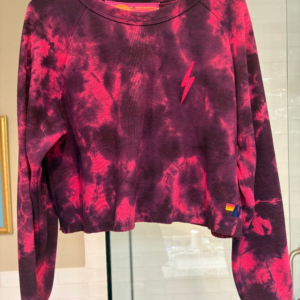 Aviator Nation purple blue pink tie dye Medium M Classic Crew sweatshirt